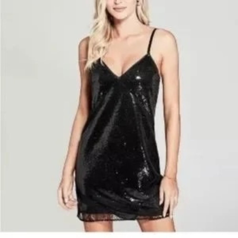 Marciano Los Angeles Women's Sz. L Black Sequin & Lace Dress
